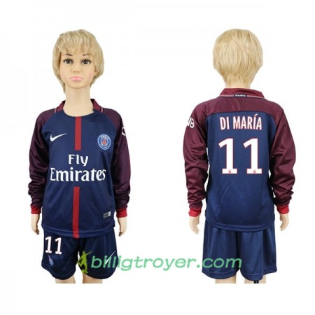 Billige Fotballdrakter Paris SG Di Maria 11 Barn Hjemmedraktsett 2017/18 Langermet